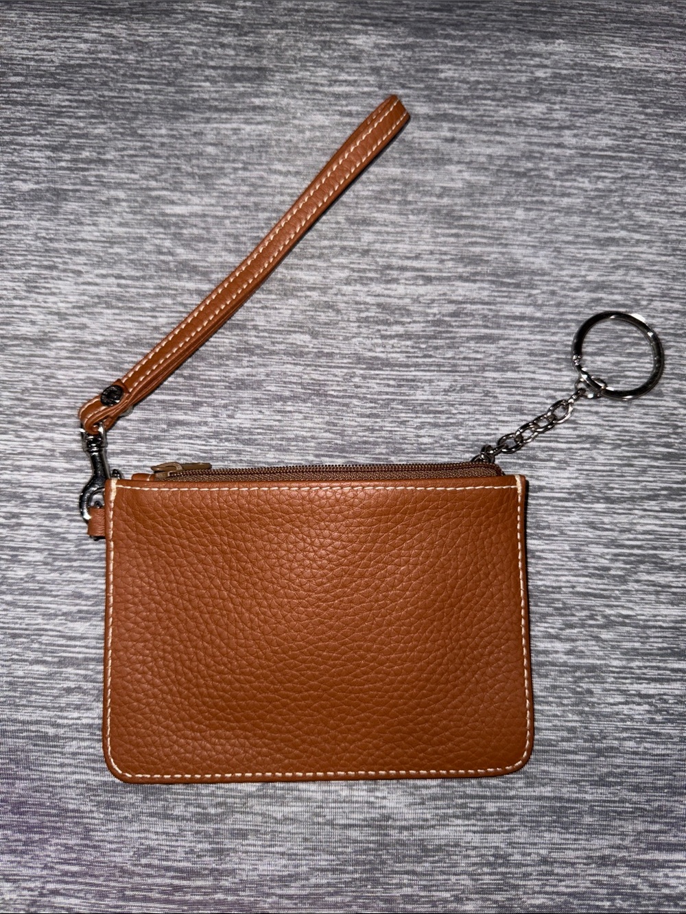 Dooney & Bourke Brown Pebbled Leather Wristlet with Key Ring